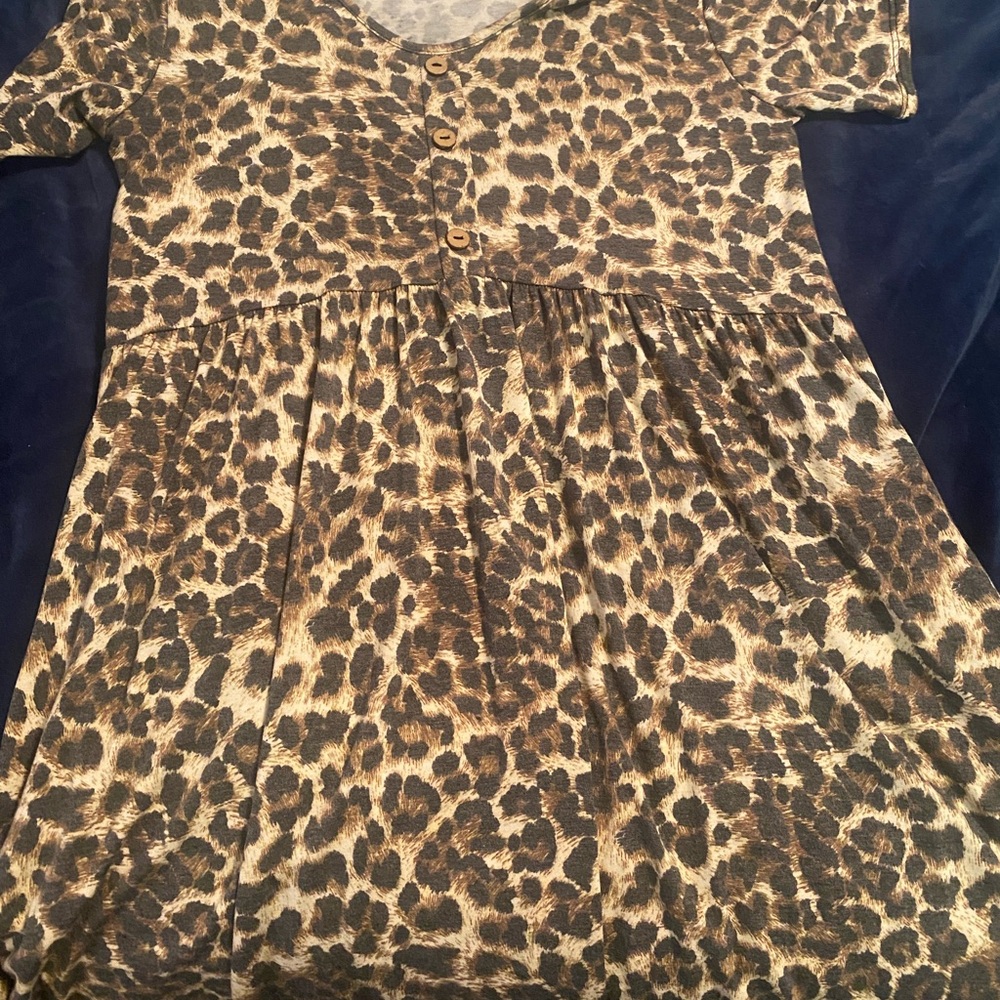 Babydoll Style Leopard Print Dress & Camouflage Print Dress w pockets